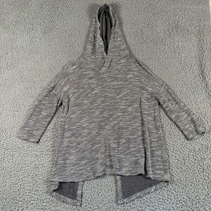 Beyond Yoga Split Back Hoodie Sweatshirt Women's Gray Knit 3/4 Sleeve Made In US